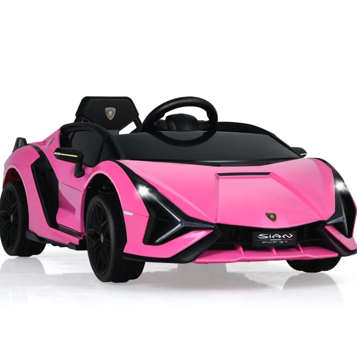 12V Kinderauto mit 2,4G-Fernbedienung mit Musik und LED-Scheinwerfer 108 x 64 x 41 cm Rosa