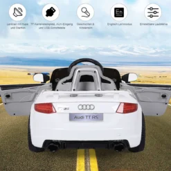12V Kinderauto mit 2 Motoren und MP3 und Musik 104 x 63,5 x 45,5 cm Weiß