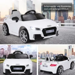 12V Kinderauto mit 2 Motoren und MP3 und Musik 104 x 63,5 x 45,5 cm Weiß