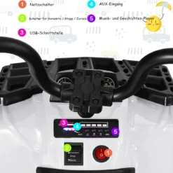 6V Kinderauto mit Musik MP3 USB für Jungs und Mädchen 41 x 68,5 x 49,5 cm Weiß