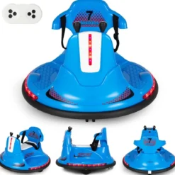 6V Kinder Autoscooter 360 Grad Drehung mit Musik & bunten LED Lichtern Blau