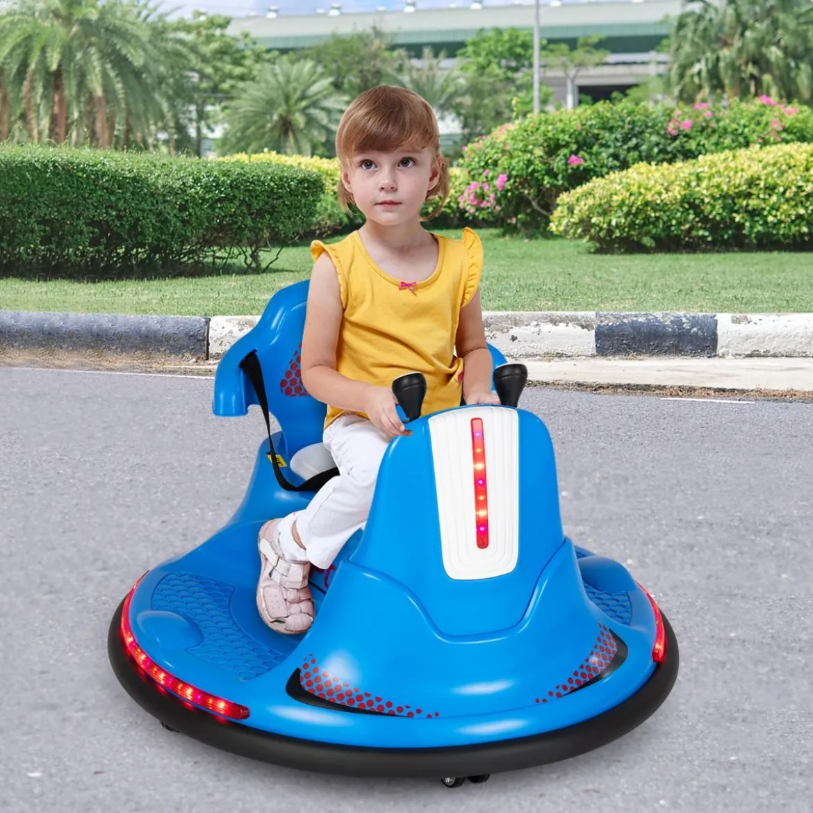 6V Kinder Autoscooter 360 Grad Drehung mit Musik & bunten LED Lichtern Blau