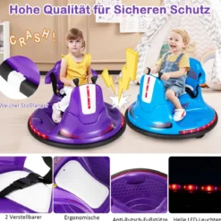 6V Kinder Autoscooter 360 Grad Drehung mit Musik & bunten LED Lichtern Lila