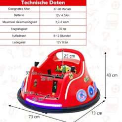 12V Kinder Autoscooter 360 Grad Drehung mit Musik & Lichtern & Fernbedienung
