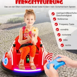 12V Kinder Autoscooter 360 Grad Drehung mit Musik & Lichtern & Fernbedienung