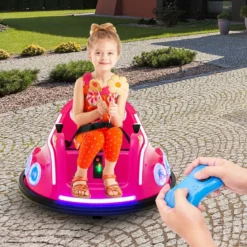 12V Kinder Autoscooter 360 Grad Drehung mit Musik & Lichtern & Fernbedienung