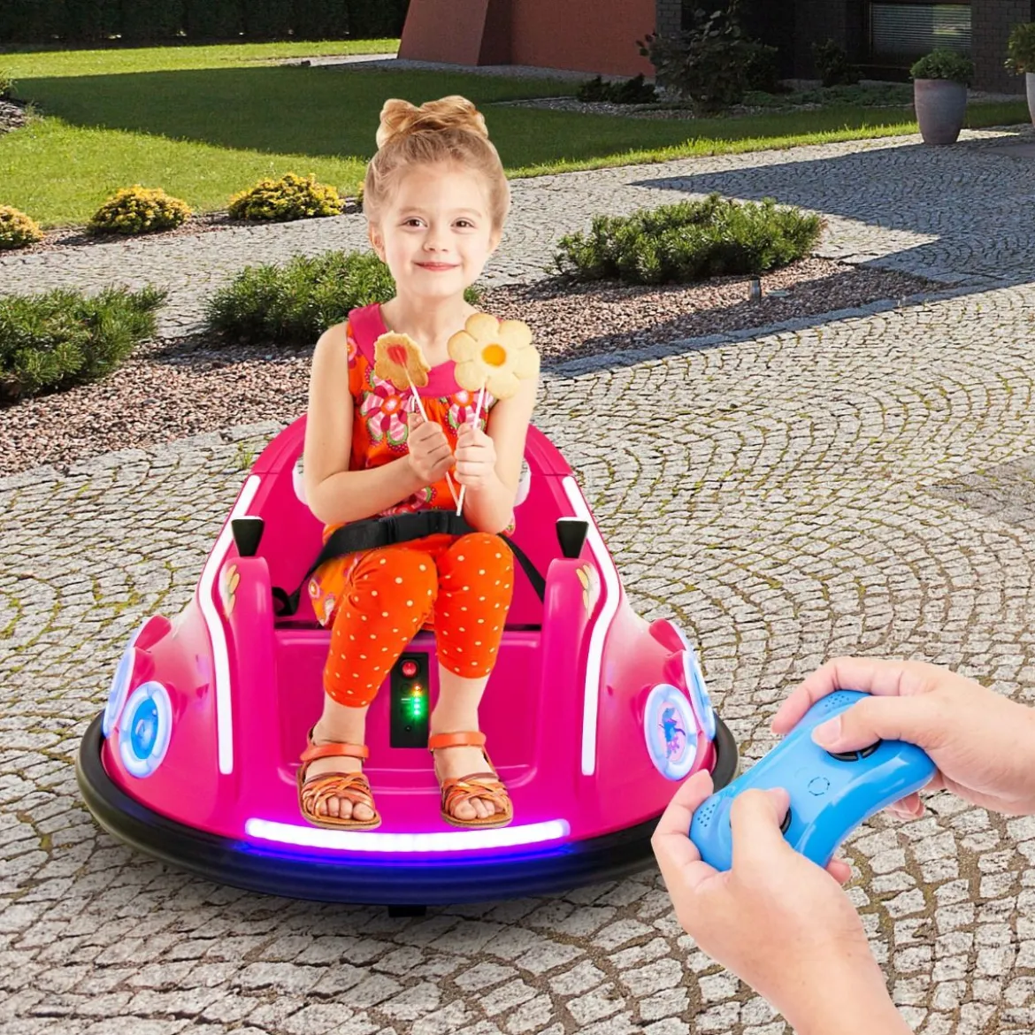 12V Kinder Autoscooter 360 Grad Drehung mit Musik & Lichtern & Fernbedienung