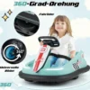 6V Kinder Autoscooter mit Musik & Lichtern & 360° Rotation Elektroauto Bumper car 1,5-3 km/h Grün