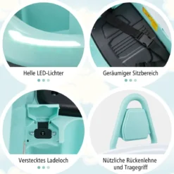 6V Kinder Autoscooter mit Musik & Lichtern & 360° Rotation Elektroauto Bumper car 1,5-3 km/h Grün
