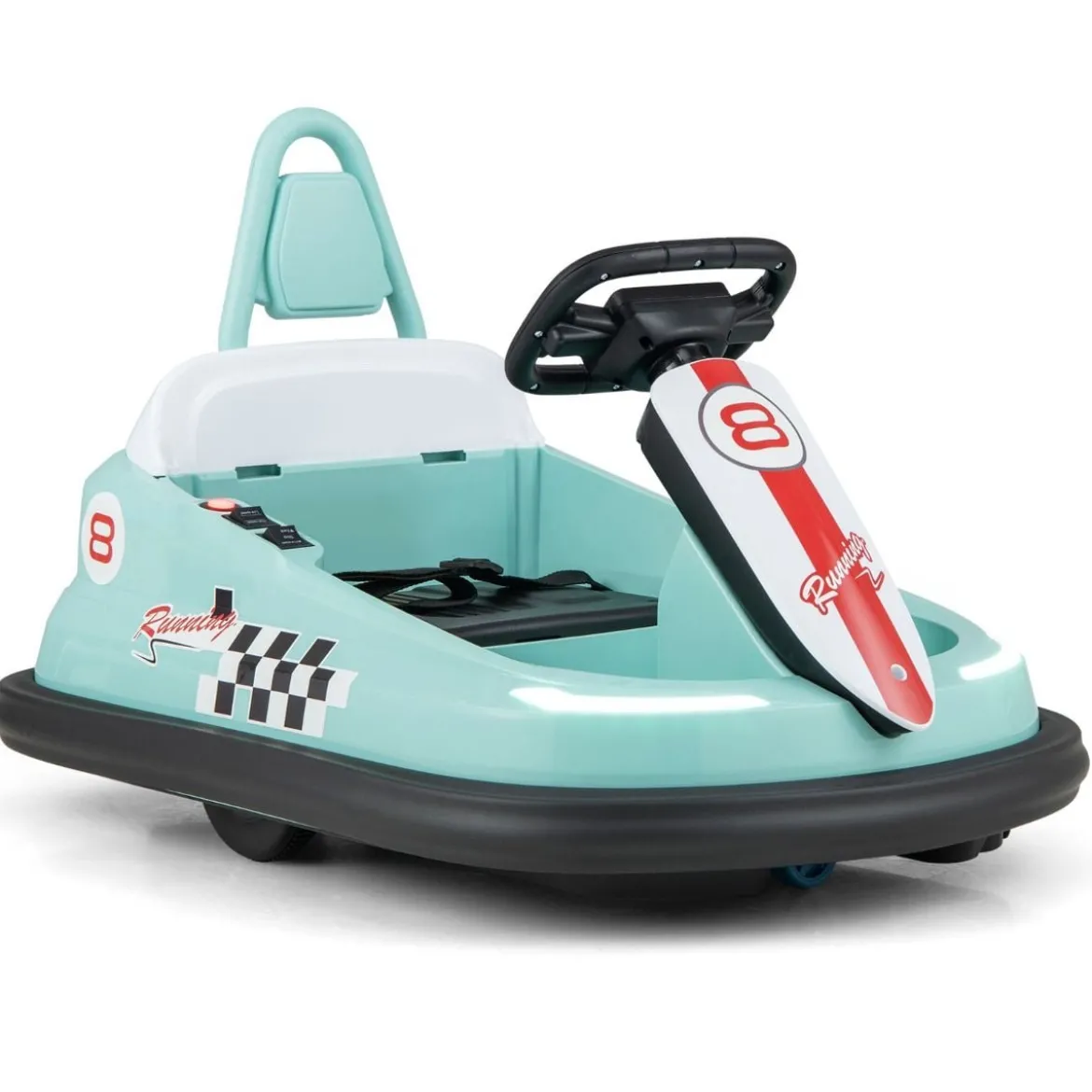 6V Kinder Autoscooter mit Musik & Lichtern & 360° Rotation Elektroauto Bumper car 1,5-3 km/h Grün