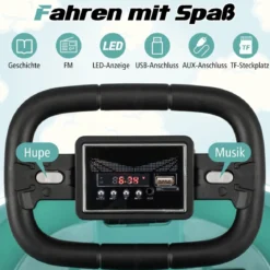 6V Kinder Autoscooter mit Musik & Lichtern & 360° Rotation Elektroauto Bumper car 1,5-3 km/h Grün