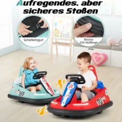 6V Kinder Autoscooter mit Musik & Lichtern & 360° Rotation Elektroauto Bumper car 1,5-3 km/h Grün