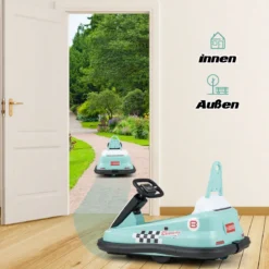 6V Kinder Autoscooter mit Musik & Lichtern & 360° Rotation Elektroauto Bumper car 1,5-3 km/h Grün