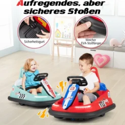 6V Kinder Autoscooter mit Musik & Lichtern & 360° Rotation Elektroauto Bumper car 1,5-3 km/h Rot