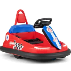 6V Kinder Autoscooter mit Musik & Lichtern & 360° Rotation Elektroauto Bumper car 1,5-3 km/h Rot