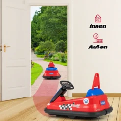 6V Kinder Autoscooter mit Musik & Lichtern & 360° Rotation Elektroauto Bumper car 1,5-3 km/h Rot