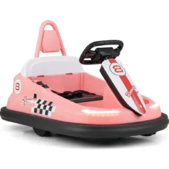 6V Kinder Autoscooter mit Musik & Lichtern & 360° Rotation Elektroauto Bumper car 1,5-3 km/h Rosa