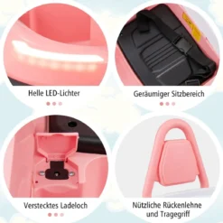 6V Kinder Autoscooter mit Musik & Lichtern & 360° Rotation Elektroauto Bumper car 1,5-3 km/h Rosa