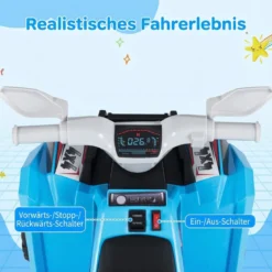 6V Kinder Elektrischer ATV mit Anhänger Elektrofahrzeug mit verschleißfesten Rädern Blau