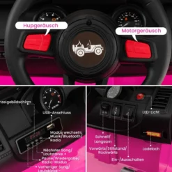 24V Kinder Elektroauto Kinderauto elektrisch 2 Sitzer 77 x 115 x 67 cm Rosa