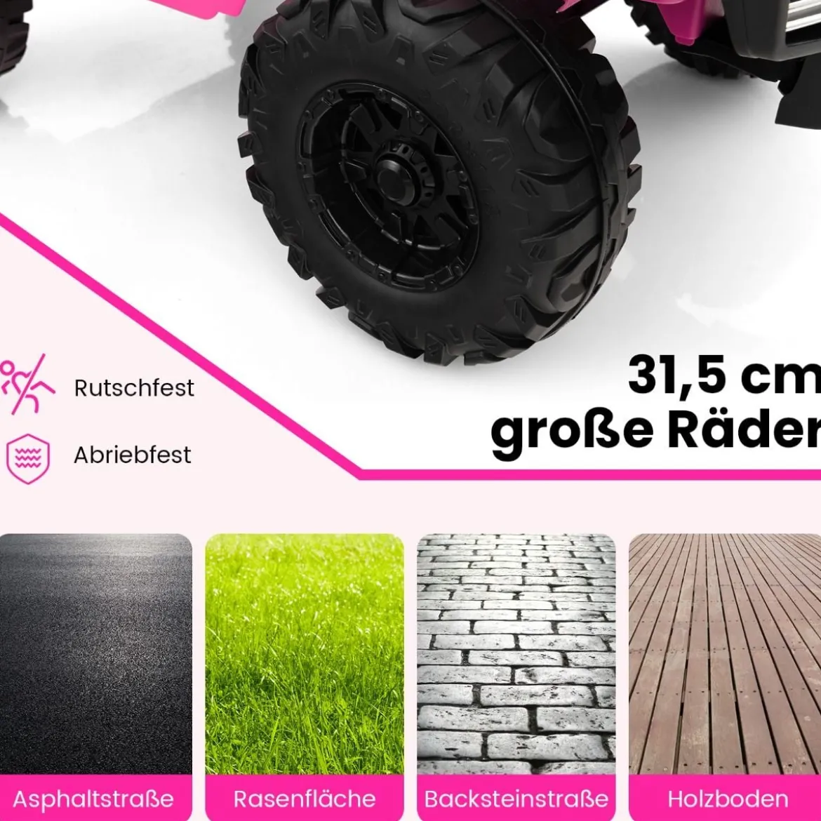 24V Kinder Elektroauto Kinderauto elektrisch 2 Sitzer 77 x 115 x 67 cm Rosa