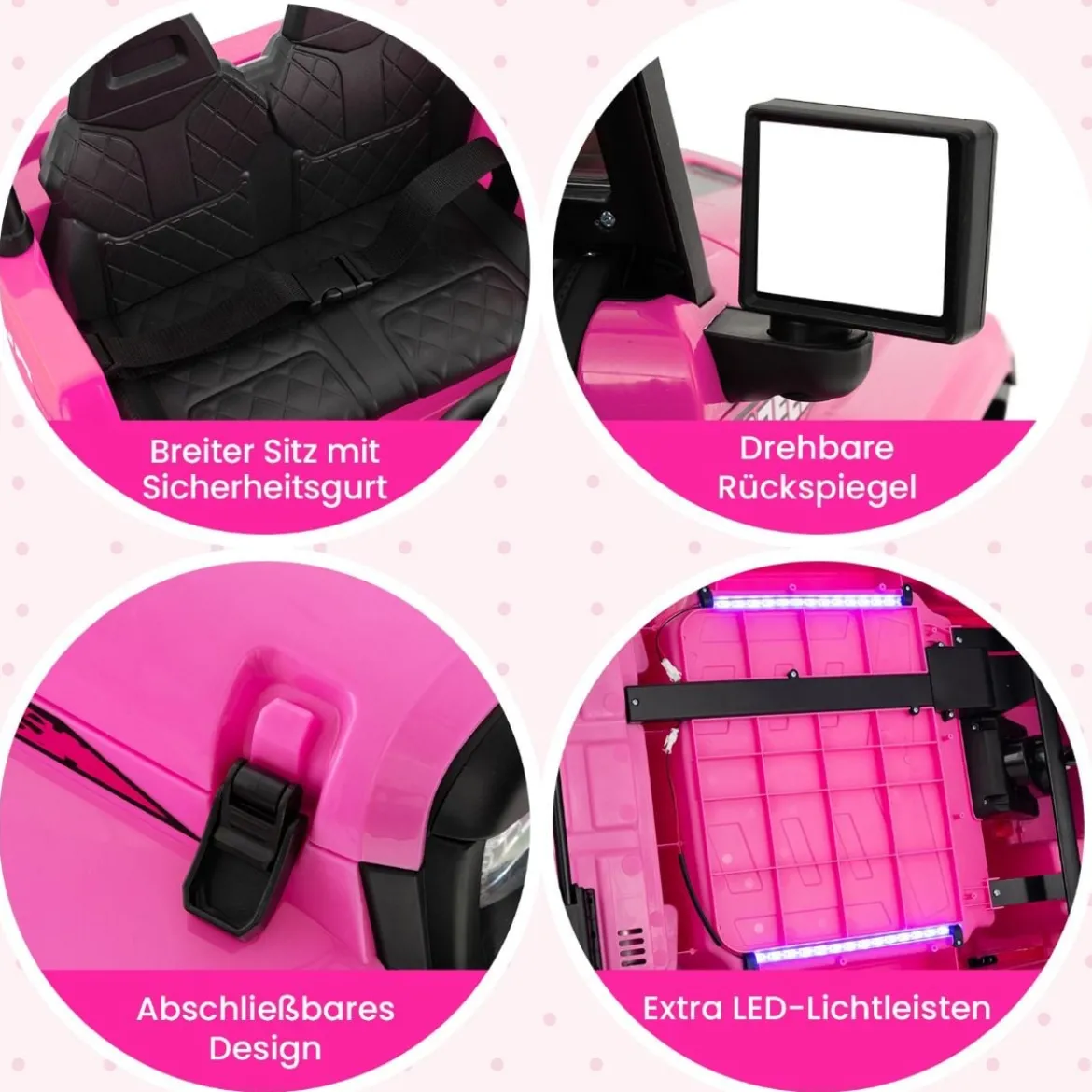 24V Kinder Elektroauto Kinderauto elektrisch 2 Sitzer 77 x 115 x 67 cm Rosa