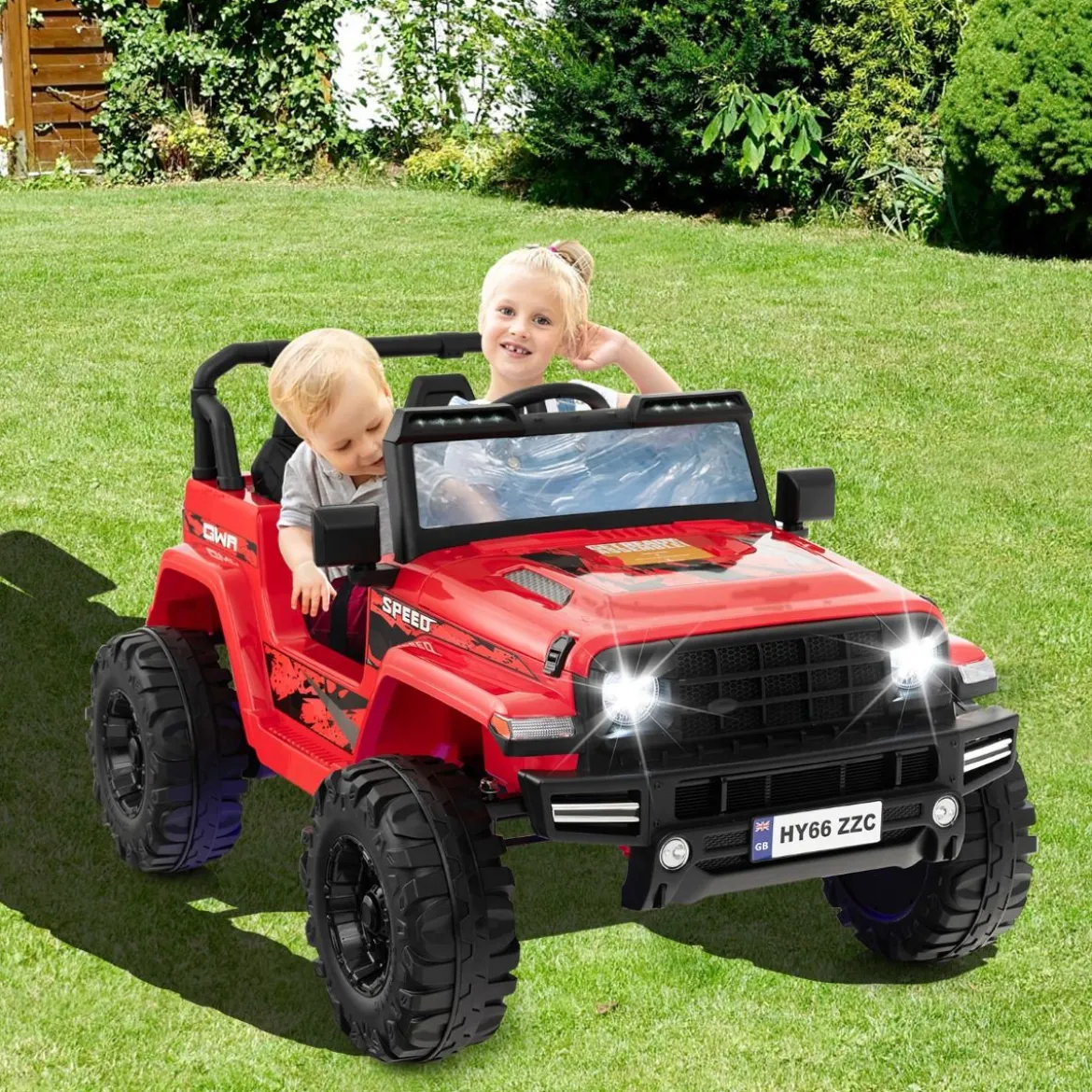 24V Kinder Elektroauto Kinderauto elektrisch 2 Sitzer 77 x 115 x 67 cm Rot
