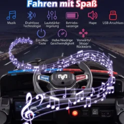 12 V Kinder Elektroauto mit Fernbedienung Blinkendem Blaulicht & Originalen Sirenengeräuschen Schwarz