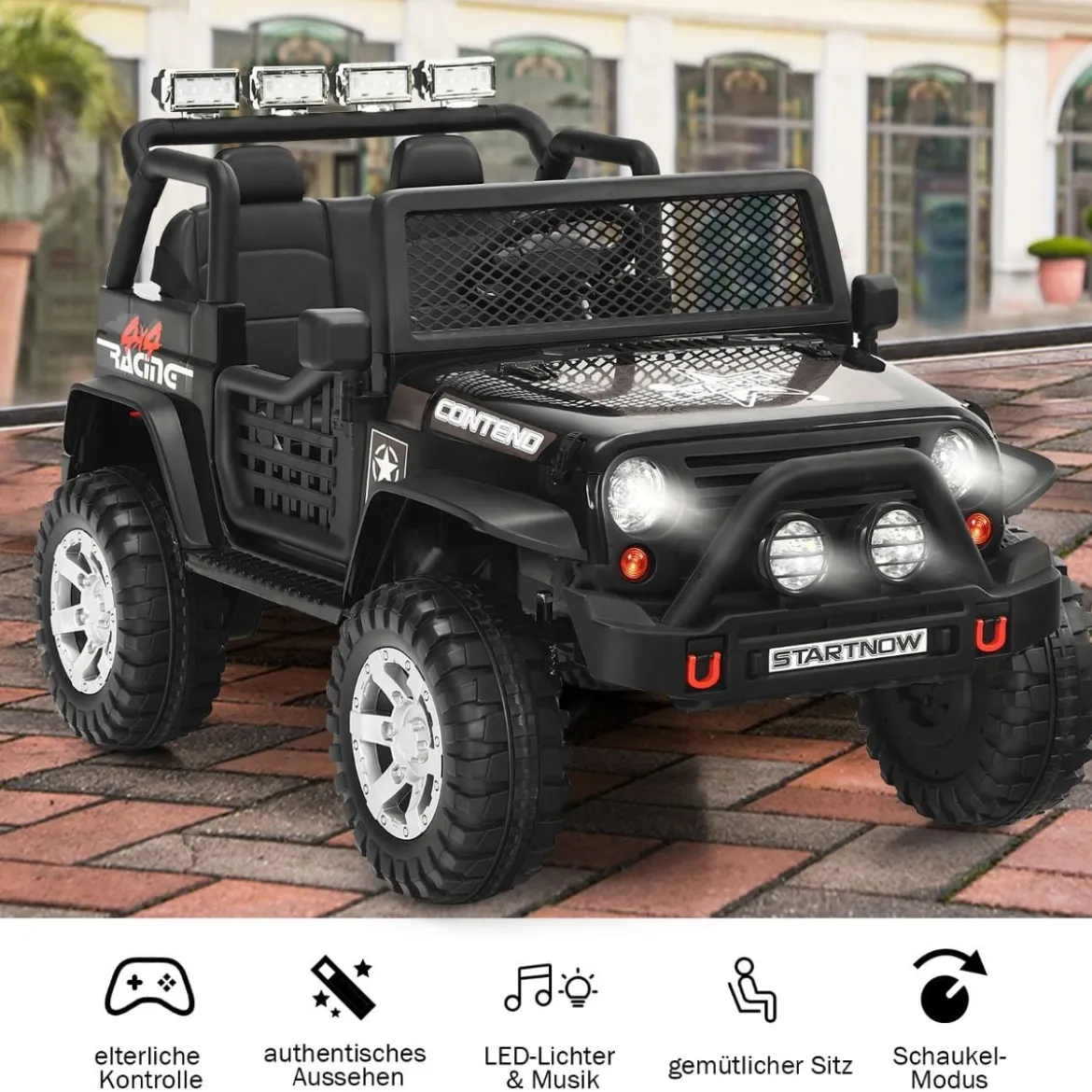 12V Kinder Elektroauto mit Fernbedienung & Licht & Musik Elektrisches Kinderfahrzeug