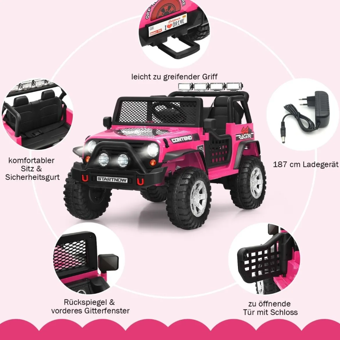 12V Kinder Elektroauto mit Fernbedienung & Licht & Musik Elektrisches Kinderfahrzeug