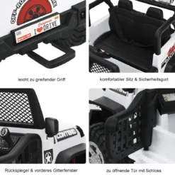 12V Kinder Elektroauto mit Fernbedienung & Licht & Musik Elektrisches Kinderfahrzeug