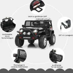 12V Kinder Elektroauto mit Fernbedienung & Licht & Musik Elektrisches Kinderfahrzeug