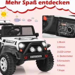 12V Kinder Elektroauto mit Fernbedienung & Licht & Musik Elektrisches Kinderfahrzeug