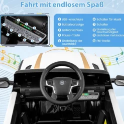 12V Kinder Elektroauto Polizei Elektrisches Kinderauto mit Fernbedienung Elektro Auto für Kinder ab 3 Jahren Weiß