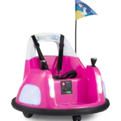 12V Kinder Elektro-Bumpercar batteriebetriebenes Fahrzeug mit blinkenden Lichtern Fernbedienung Rosa