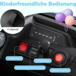 24V Kinder Elektrofahrzeug 2-Sitzer Elektroauto mit Hupe Musik & Licht Kinderfahrzeug mit Fernbedienung Schwarz