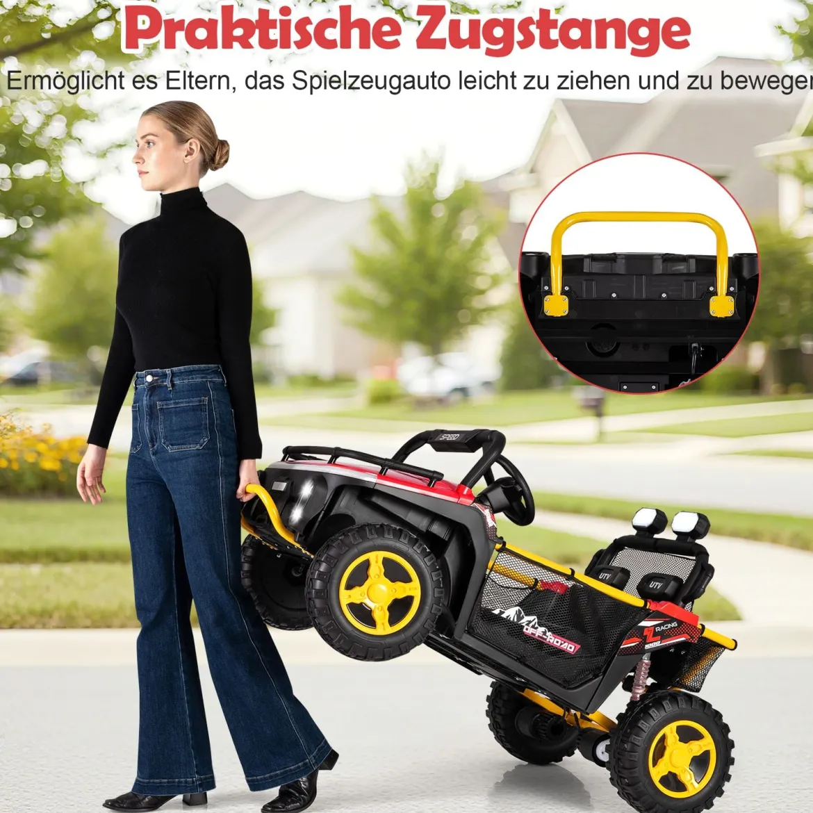 24V Kinder Elektrofahrzeug 2-Sitzer Elektroauto mit Hupe Musik & Licht Kinderfahrzeug mit Fernbedienung Rot