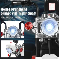 6V Kinder Elektro Motorrad mit Verstellbaren Scheinwerfer & Sound Dreirad Elektromotorrad
