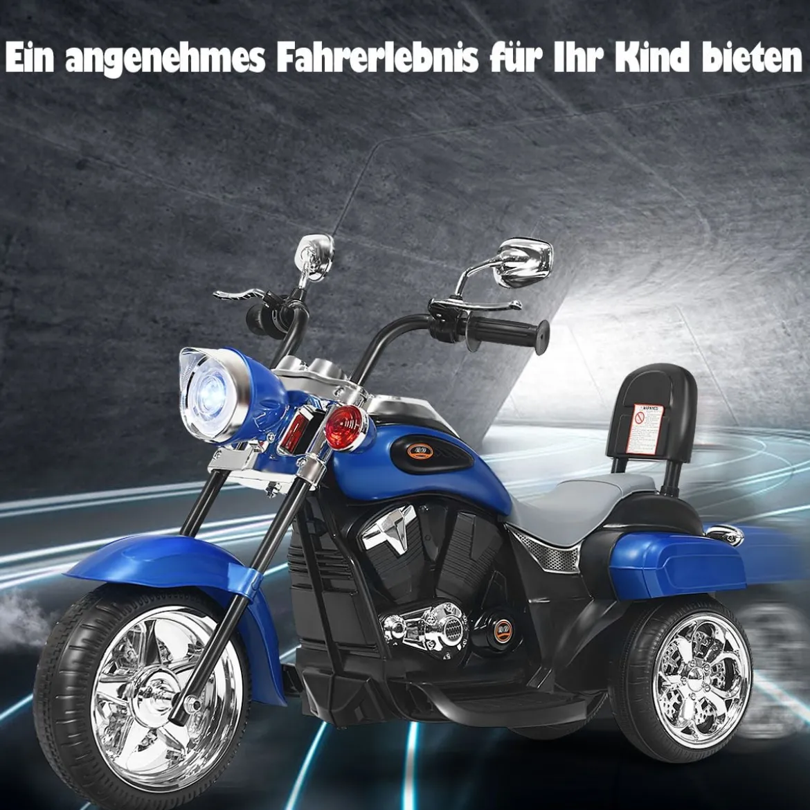6V Kinder Elektro Motorrad mit Verstellbaren Scheinwerfer & Sound Dreirad Elektromotorrad