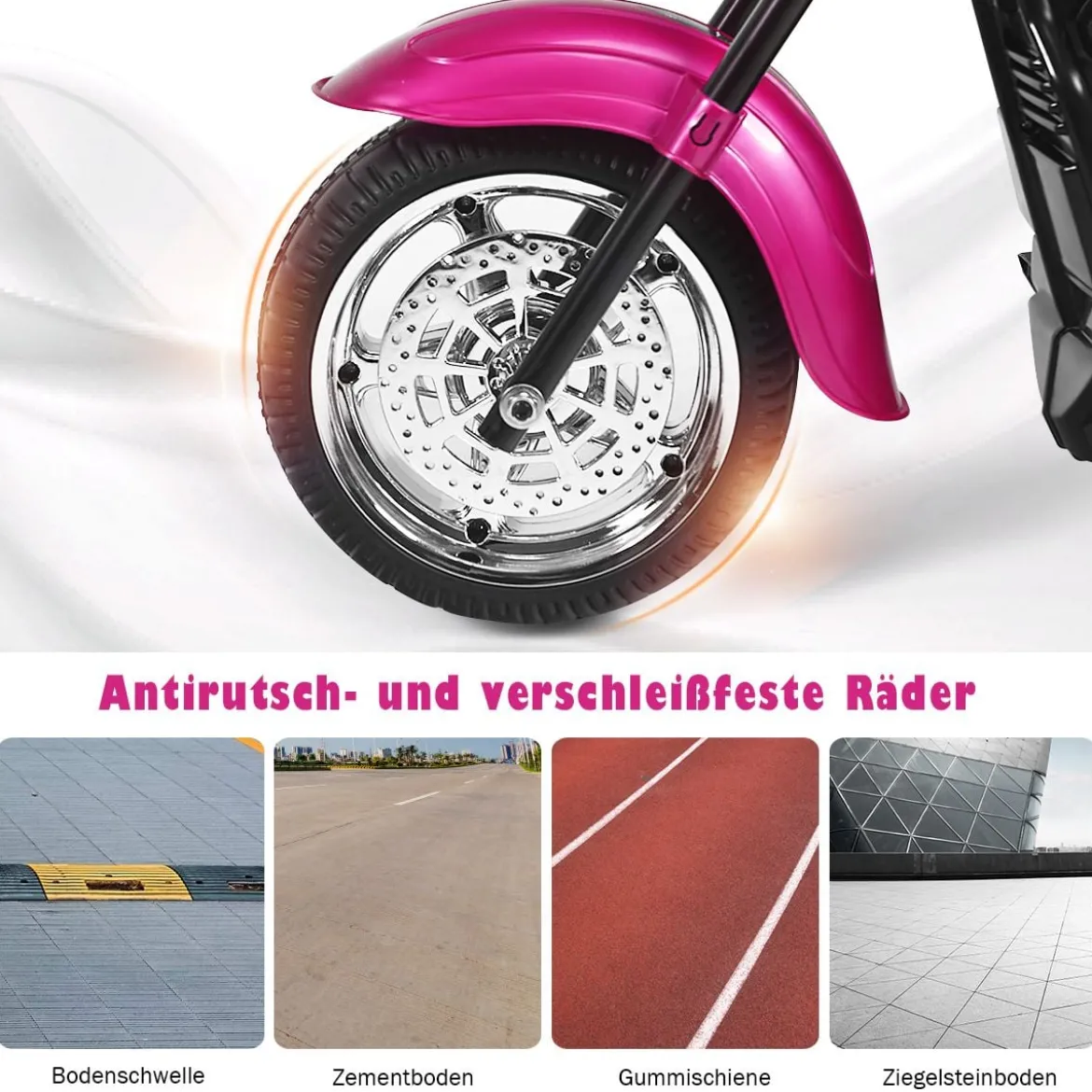 6V Kinder Elektro Motorrad mit Verstellbaren Scheinwerfer & Sound Dreirad Elektromotorrad