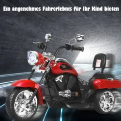 6V Kinder Elektro Motorrad mit Verstellbaren Scheinwerfer & Sound Dreirad Elektromotorrad