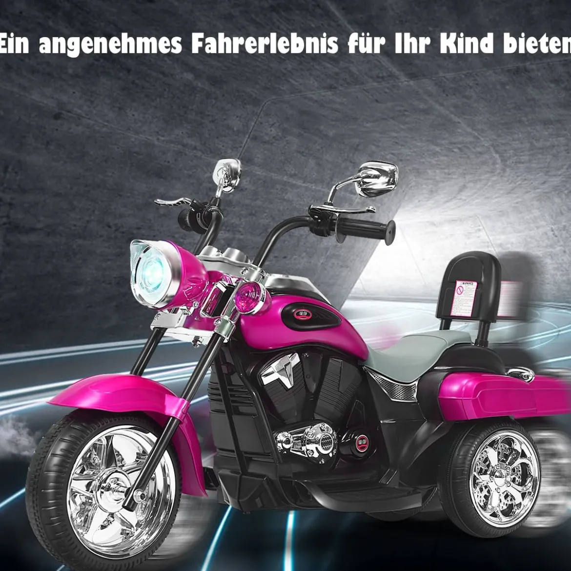 6V Kinder Elektro Motorrad mit Verstellbaren Scheinwerfer & Sound Dreirad Elektromotorrad