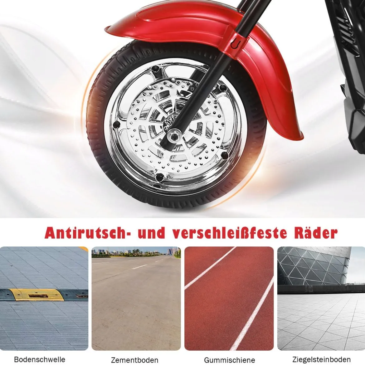 6V Kinder Elektro Motorrad mit Verstellbaren Scheinwerfer & Sound Dreirad Elektromotorrad