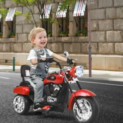6V Kinder Elektro Motorrad mit Verstellbaren Scheinwerfer & Sound Dreirad Elektromotorrad