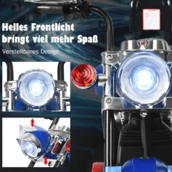 6V Kinder Elektro Motorrad mit Verstellbaren Scheinwerfer & Sound Dreirad Elektromotorrad