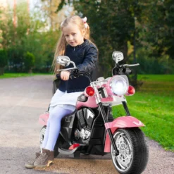 6V Kinder Elektro Motorrad mit Verstellbaren Scheinwerfer & Sound Dreirad Elektromotorrad