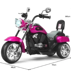 6V Kinder Elektro Motorrad mit Verstellbaren Scheinwerfer & Sound Dreirad Elektromotorrad