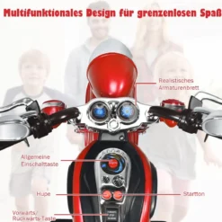 6V Kinder Elektro Motorrad mit Verstellbaren Scheinwerfer & Sound Dreirad Elektromotorrad