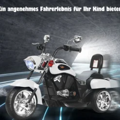 6V Kinder Elektro Motorrad mit Verstellbaren Scheinwerfer & Sound Dreirad Elektromotorrad