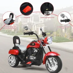 6V Kinder Elektro Motorrad mit Verstellbaren Scheinwerfer & Sound Dreirad Elektromotorrad